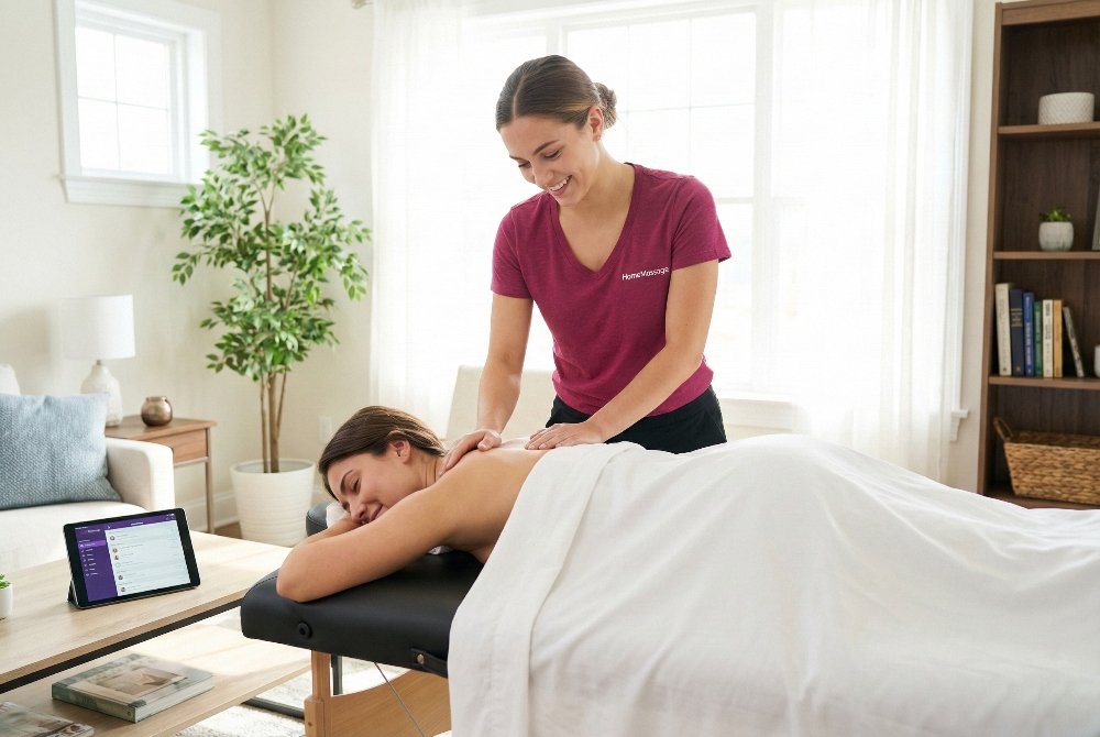 Premium Mobile Massage Staten Island Services NYC 13 HomeMassage brand equipment ensuring a sterile and professional spa environment for every at-home session.