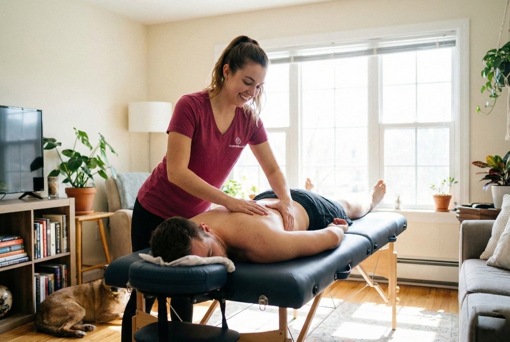 Professional Swedish Massage Service New York City 12 Client relaxing during a customized therapeutic massage session tailored for stress relief by HomeMassage NYC.
